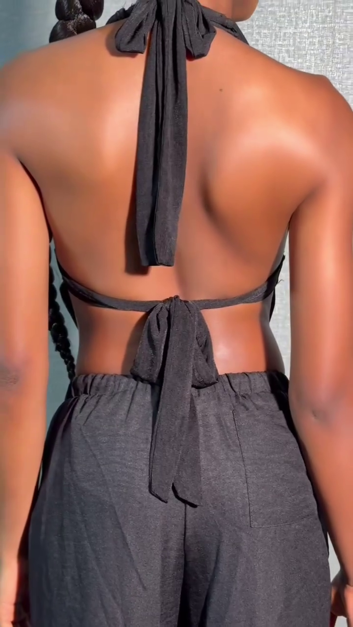 Black Halter Ring Jumpsuit