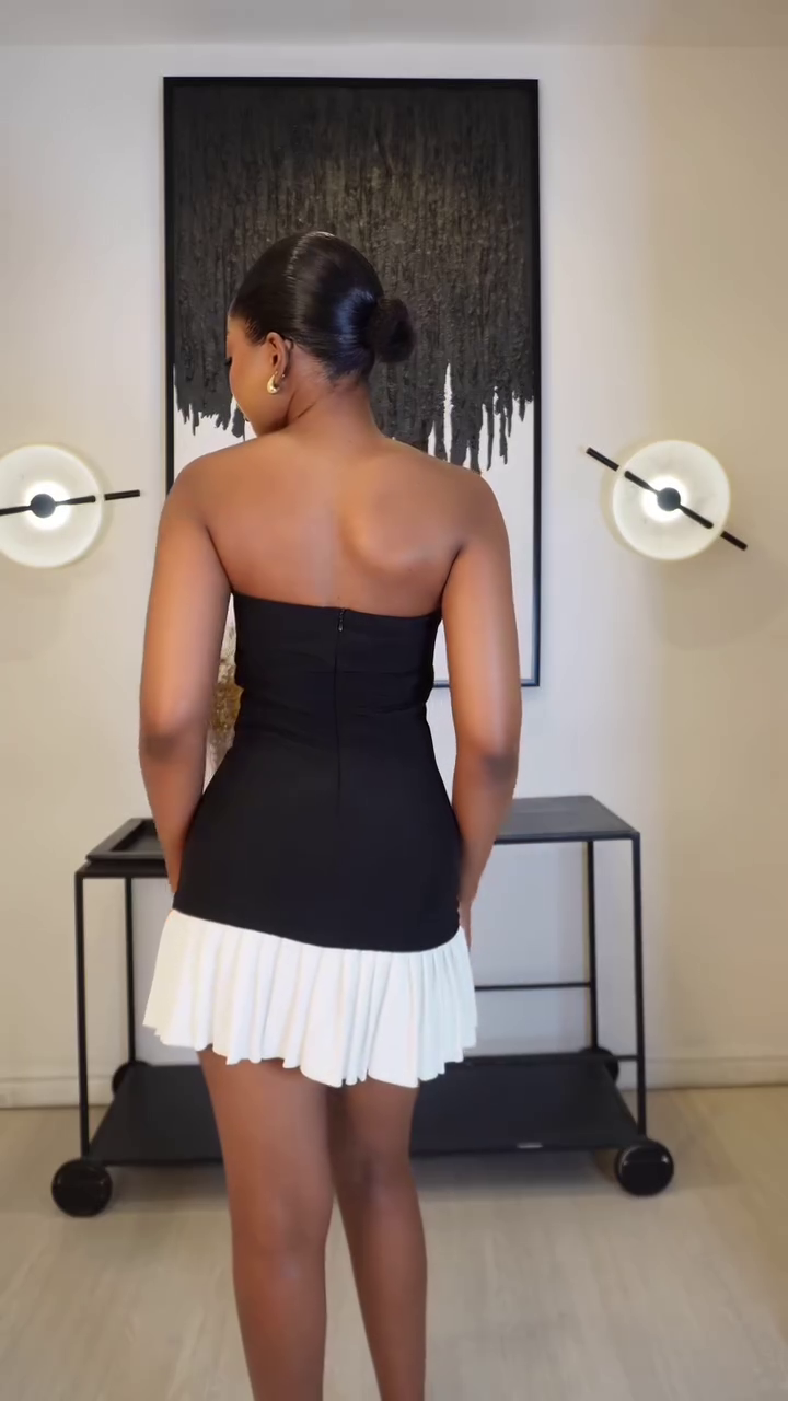 Monochrome Sweetheart Mini Dress