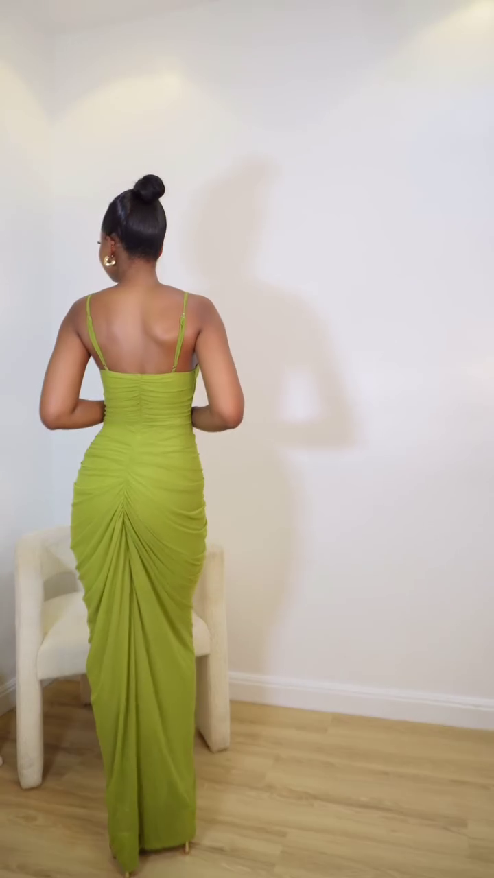 Olive Ruffle Drape Dress