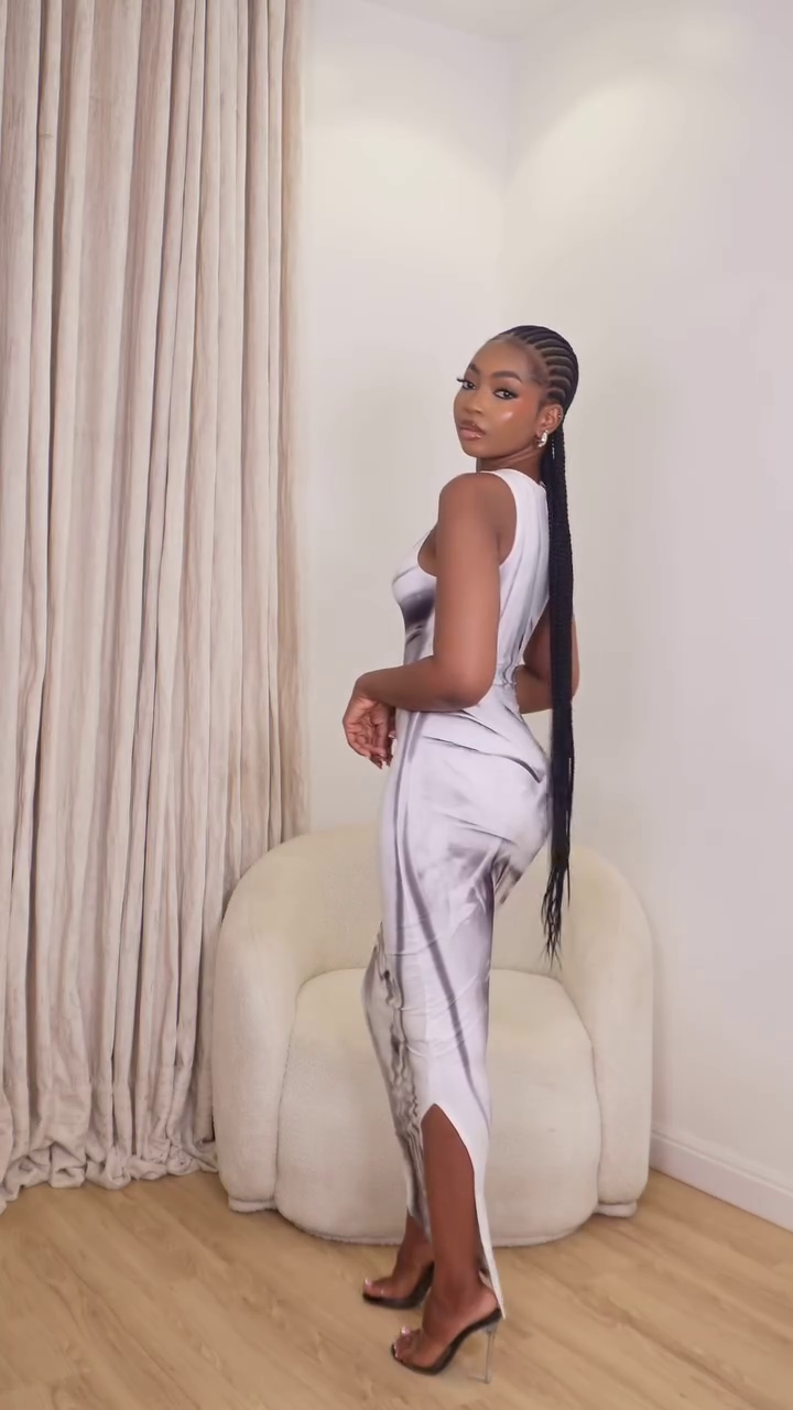 Marble Satin Maxi Dress